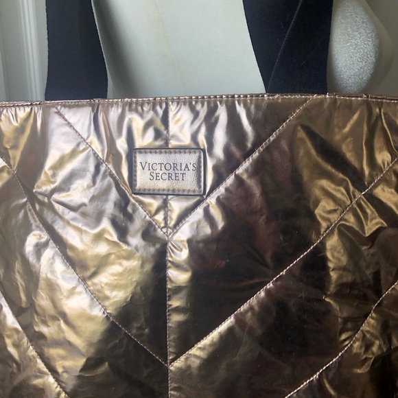 Victoria Secret Tote Bag Rose Gold Quilted Style - Picture 4 of 7